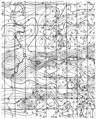 BouguerkartenausschniH von einer Landgravimetermessung (flächenhafte Stationsverteilung)